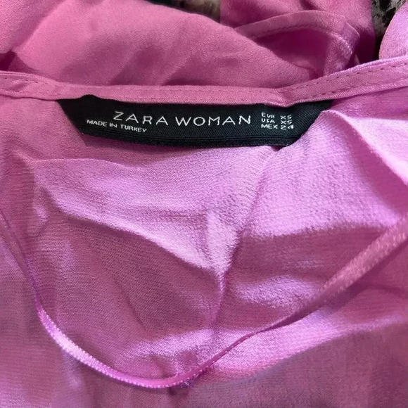 Zara Woman Lilac Satin Wrap Blouse Bell Sleeve Bloggers Fave Top Size XS - Picture 4 of 5